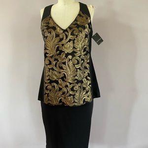 Nanette Lepore gold sequined tank and skirt NWT